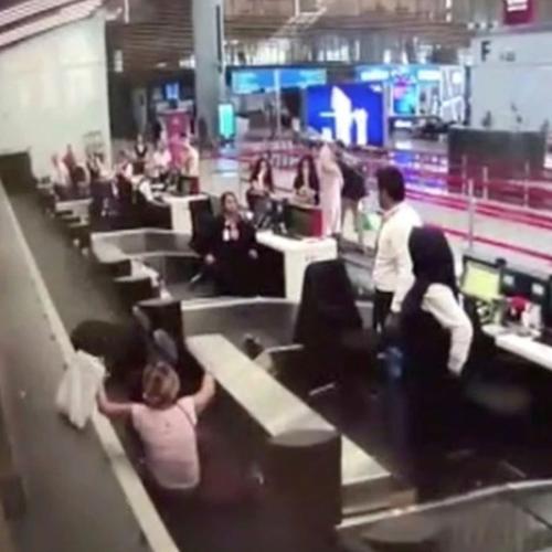 Woman Boards Luggage Conveyor Belt To Catch Her Plane