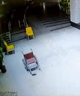 Eerie CCTV Captures Hospital Wheelchair Moving On Its Own And Nope