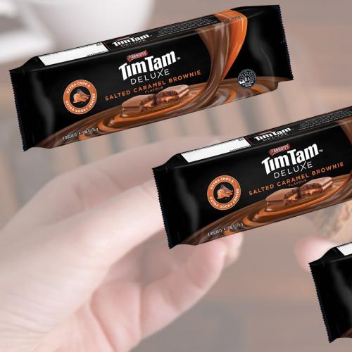 Arnott's Have Just Released An All-New Deluxe Salted Caramel Brownie Flavoured TimTam!