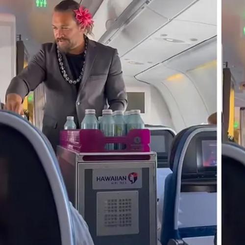 Jason Momoa Poses As A Flight Attendant