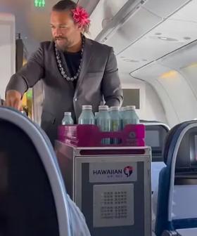 Jason Momoa Poses As A Flight Attendant
