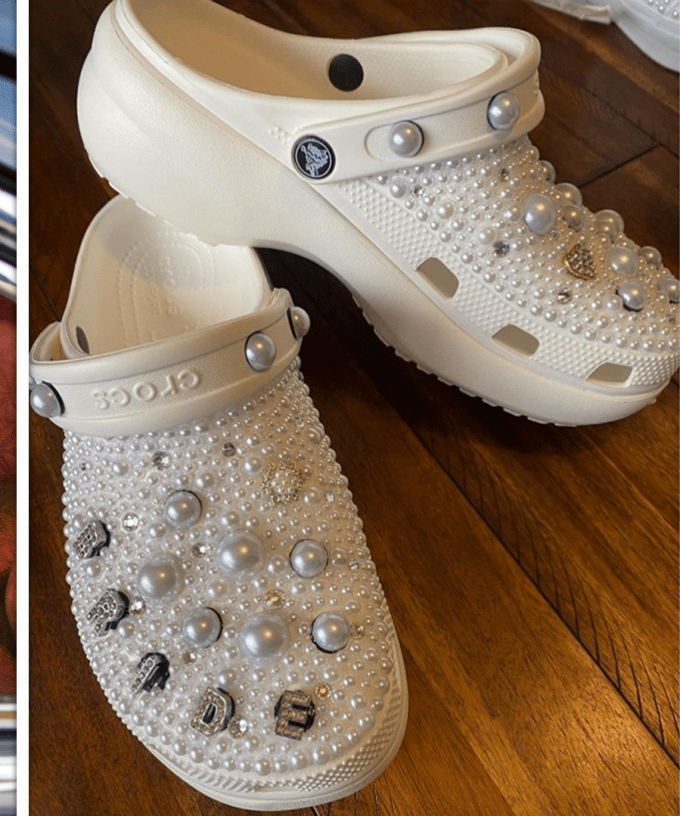 Bedazzled wedding crocs sales