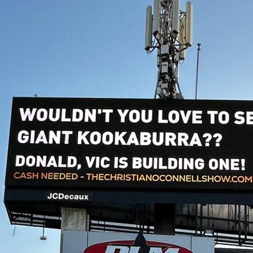 "Wouldn't You Love To See A Giant Kookaburra?? Come To Donald!"